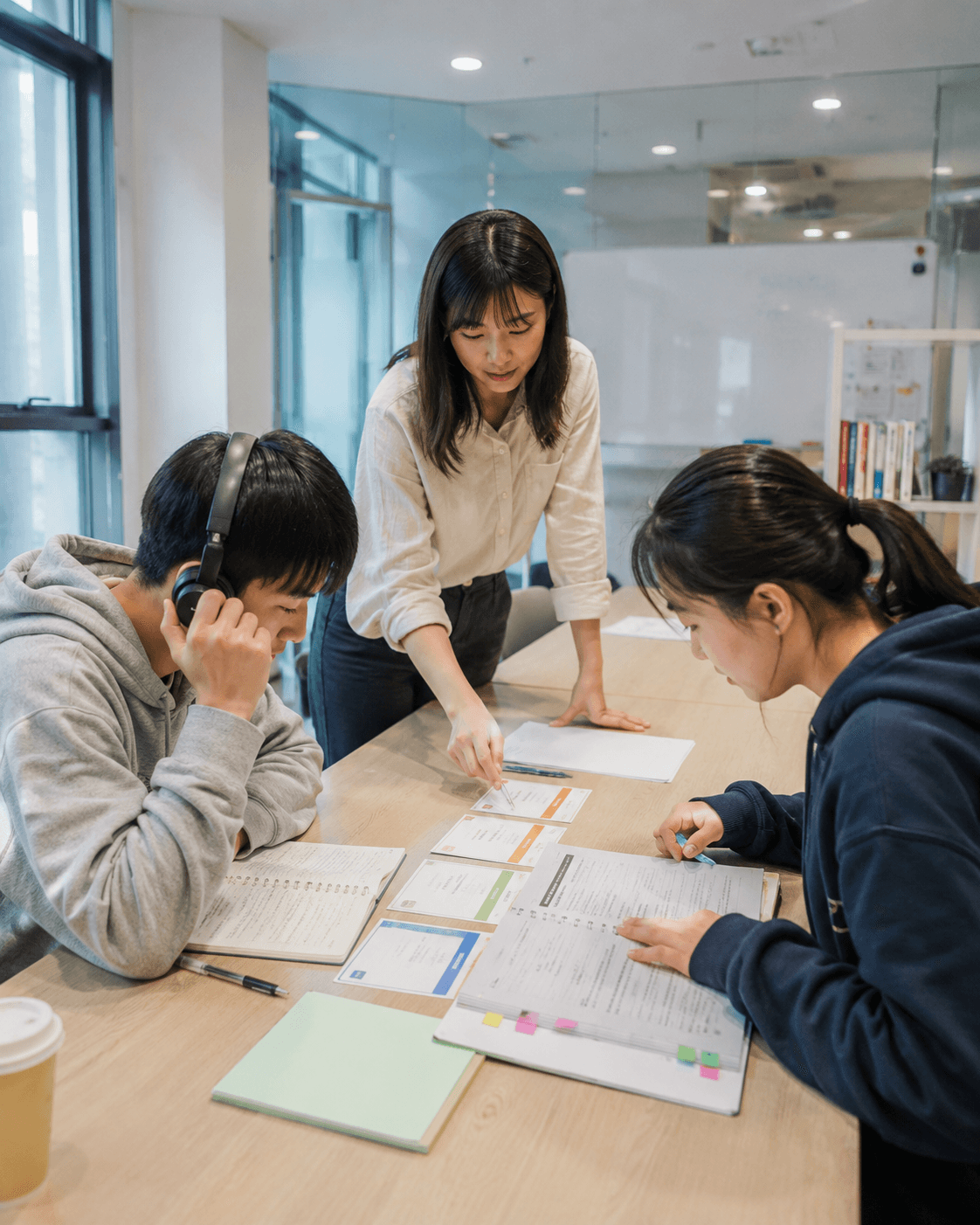 语言培训课堂中教师与学生一对一辅导